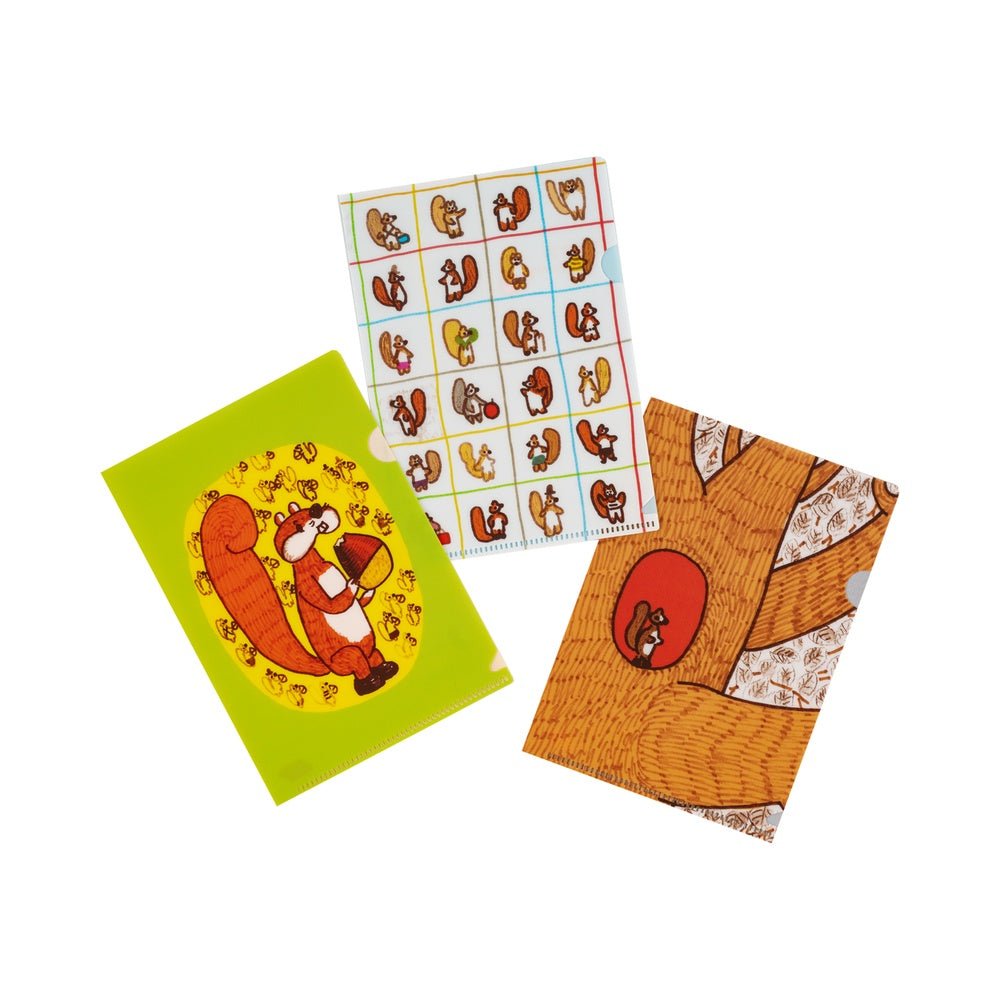 100%ORANGE: Hobonichi Folder Set of 3 for A6 Size (Squirrel’s Moving Day) Boston General Store