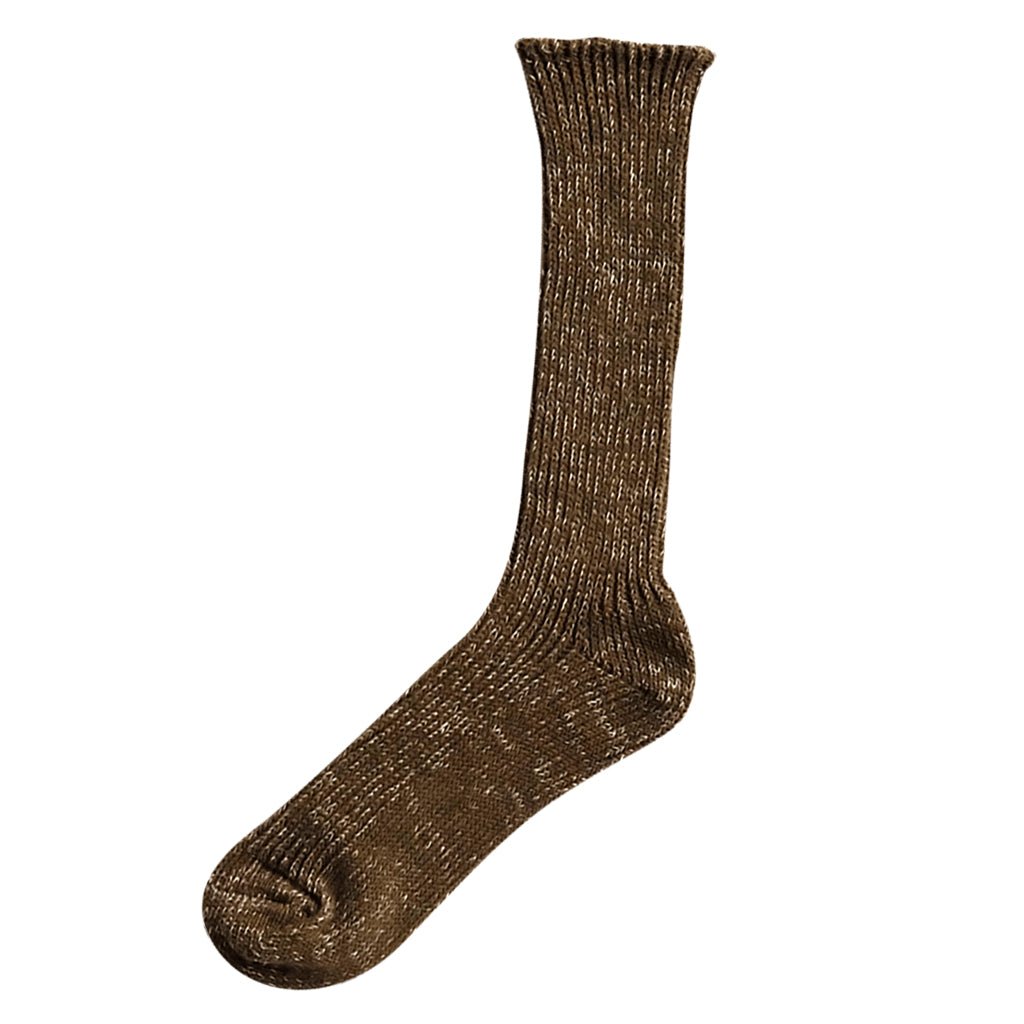 Hemp Cotton Ribbed Socks Khaki Small  at Boston General Store
