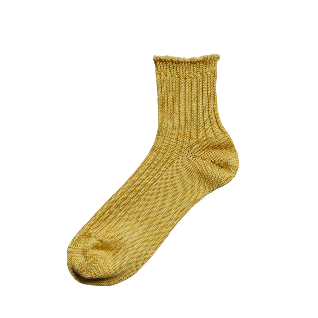 Linen Ribbed Socks Yellow Small  at Boston General Store