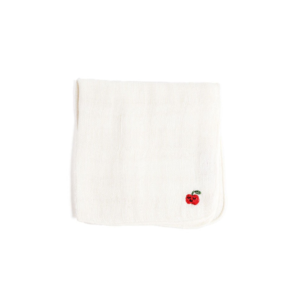 Mitsou Linen Gauze Embroidered Handkerchief Apple   at Boston General Store
