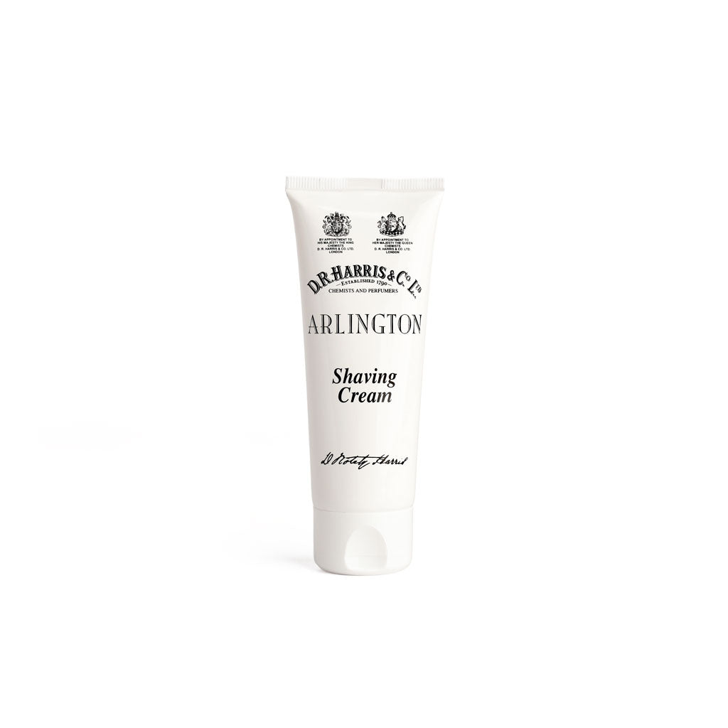 Dr. Harris Arlington Shaving Cream tube on a white background