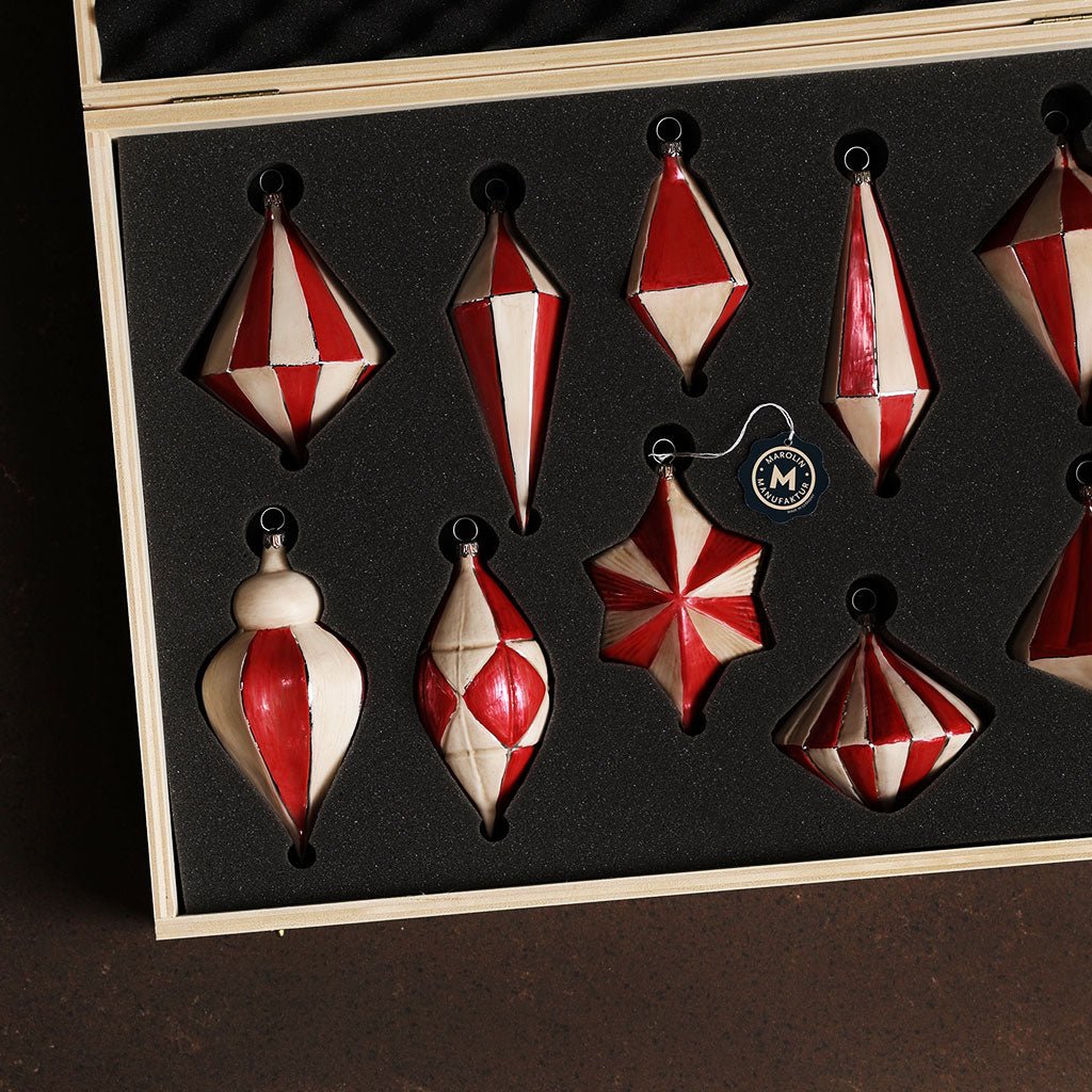 Art Deco Hand - Blown Glass Ornaments, Set of 10 Boston General Store