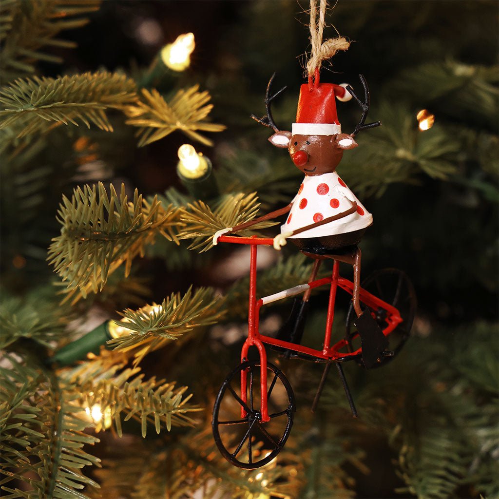 Bicycle Riding Reindeer with Tour de France Jersey Ornament Boston General Store
