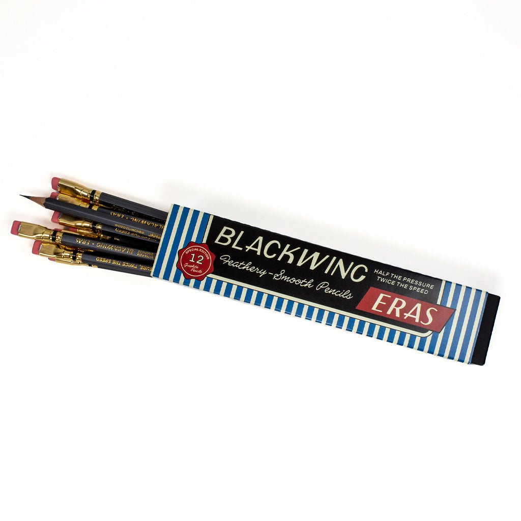 Box of Blackwing Eras 2026 pencils open with pencils peeking out.