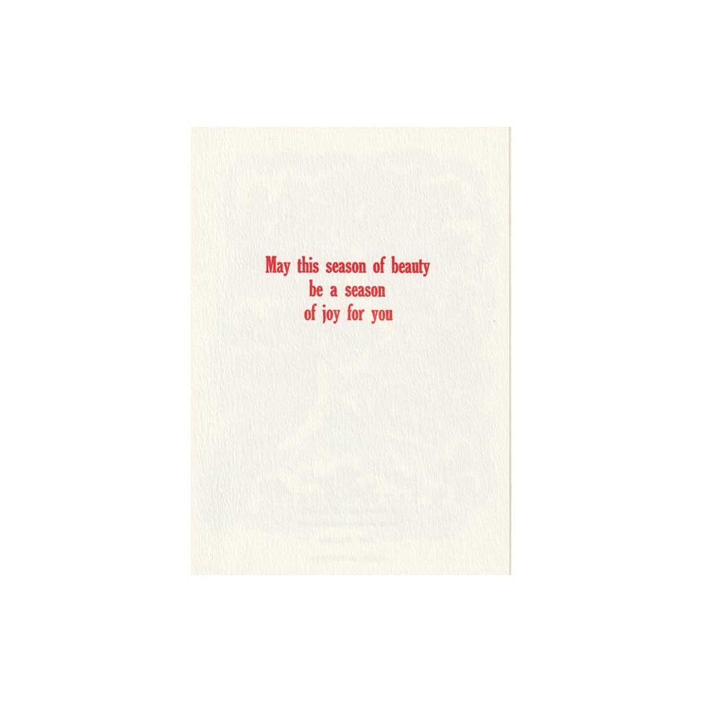Inside of greeting card with text may this season of beauty be a season of joy for you