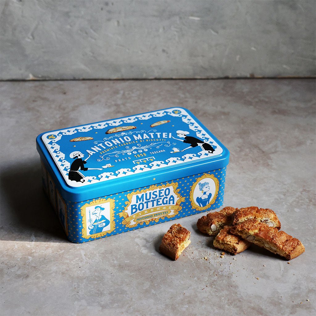 Blue Special Edition Tin Biscotti di Prato with Almonds Boston General Store
