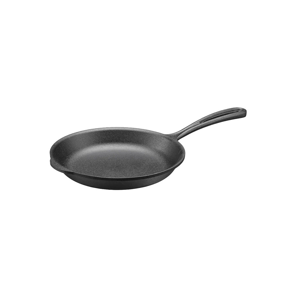 8 inch cast iron skillet frying pan on white background