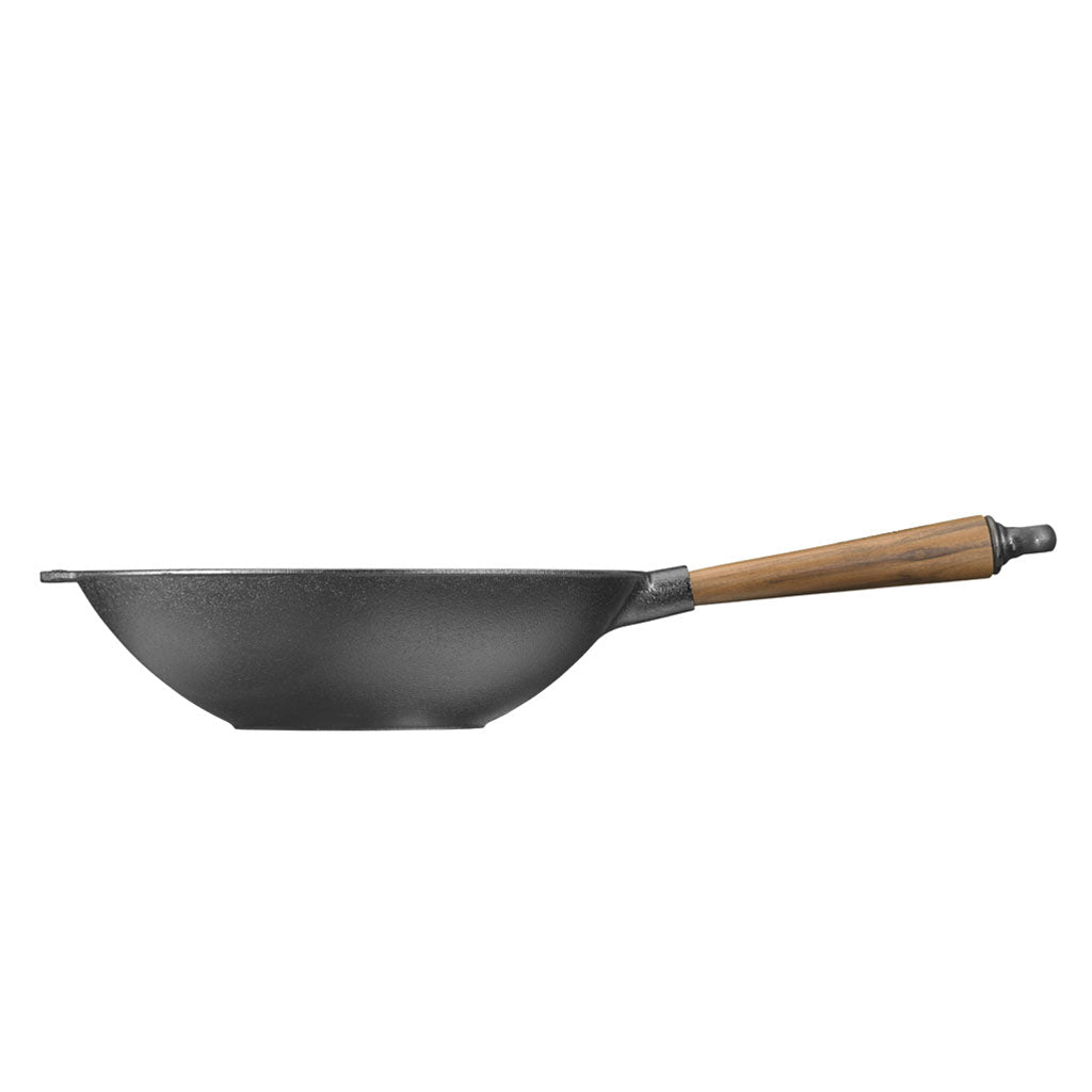 Cast Iron Wok 12" with Walnut Handle Boston General Store