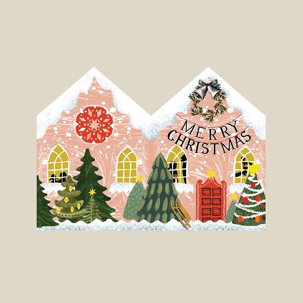 Christmas Village Hall Holiday Card Boston General Store