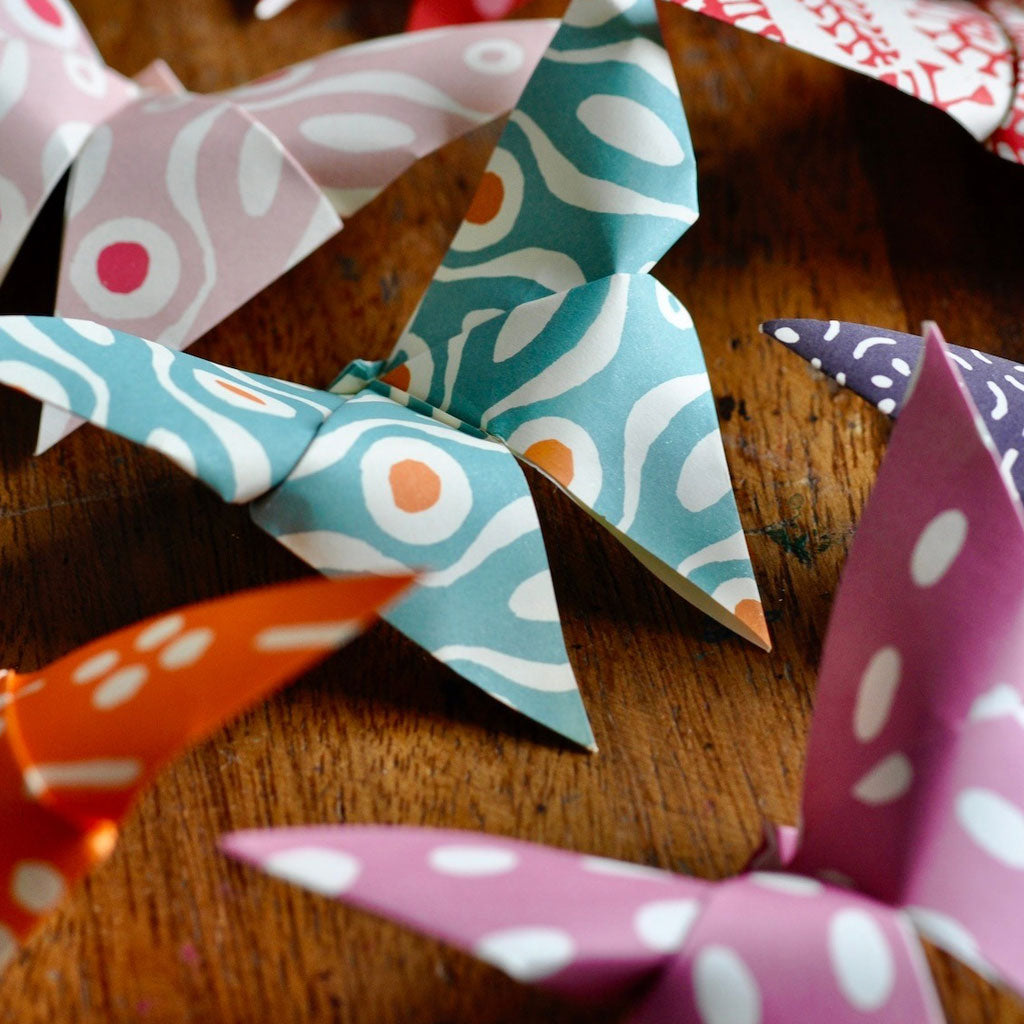 close up of origami butterflies