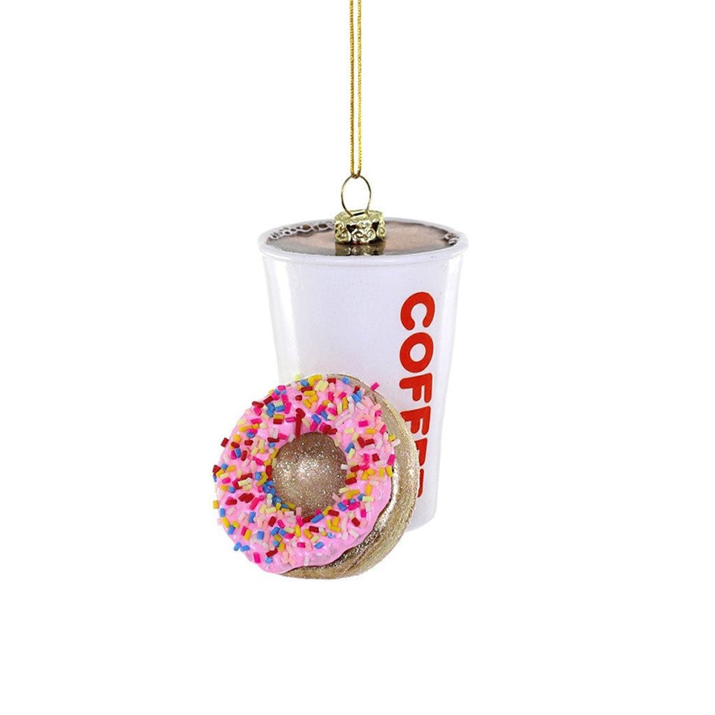 Coffee N’ Donuts Glass Ornament Boston General Store