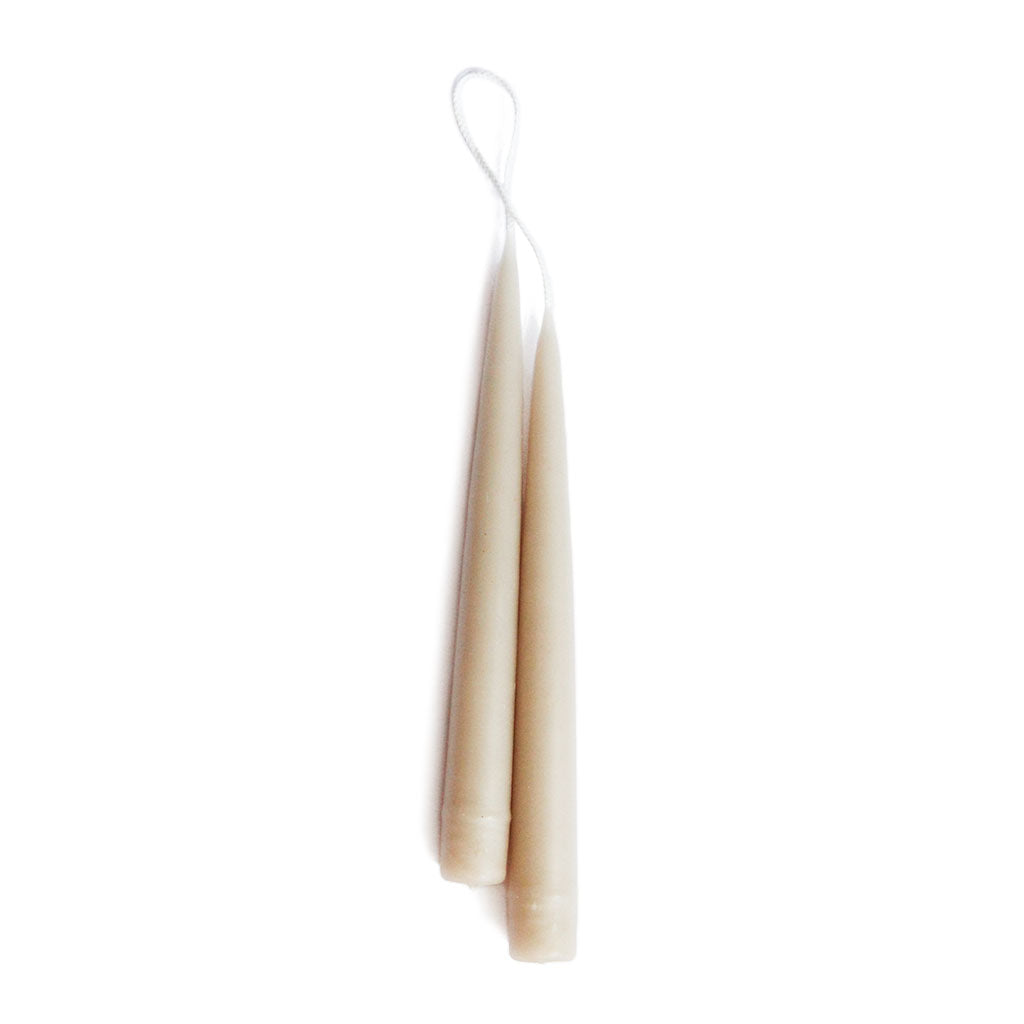 Hand Dipped Taper Candle Set Taupe 9"  at Boston General Store