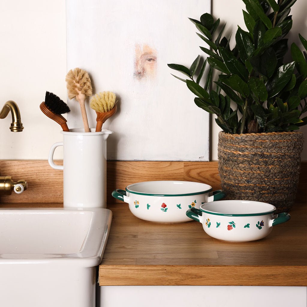 Enamel Farmers Bowl: Floral Design Boston General Store