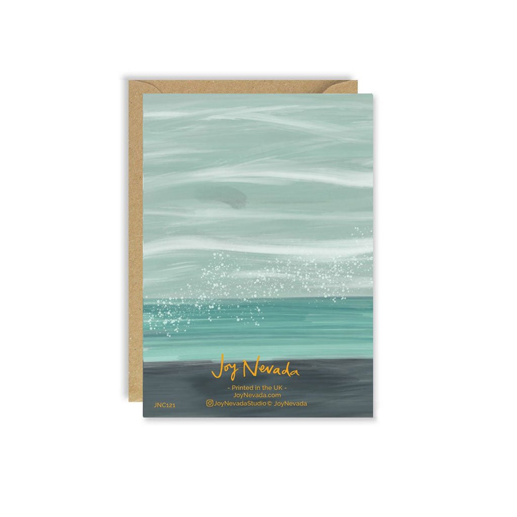 Back of the card featuring an illustration of the sea