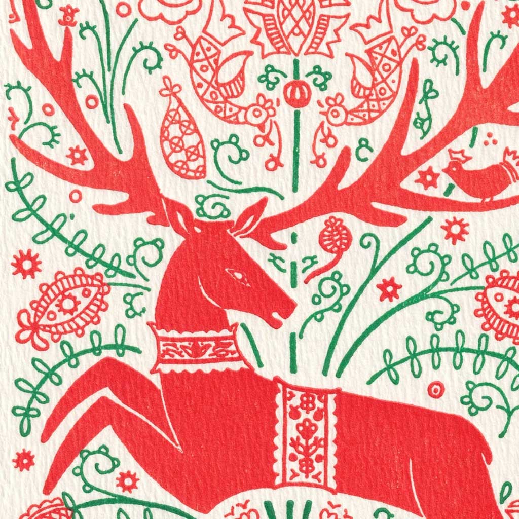 Folk Deer Holiday Greeting Card Boston General Store