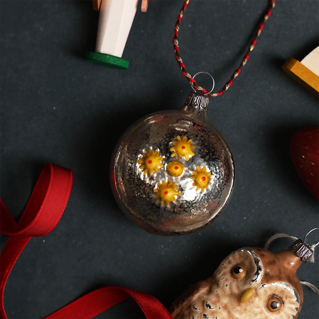 Glass Ball with Christmas Tree Ornament Boston General Store