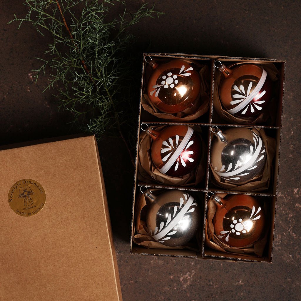 Glass Bauble Ornaments, Set of 6 Boston General Store