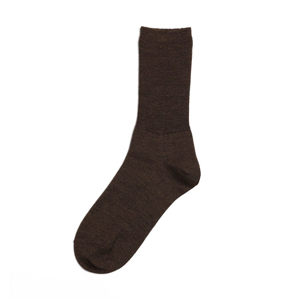 Merino wool ribbed sock in brown.