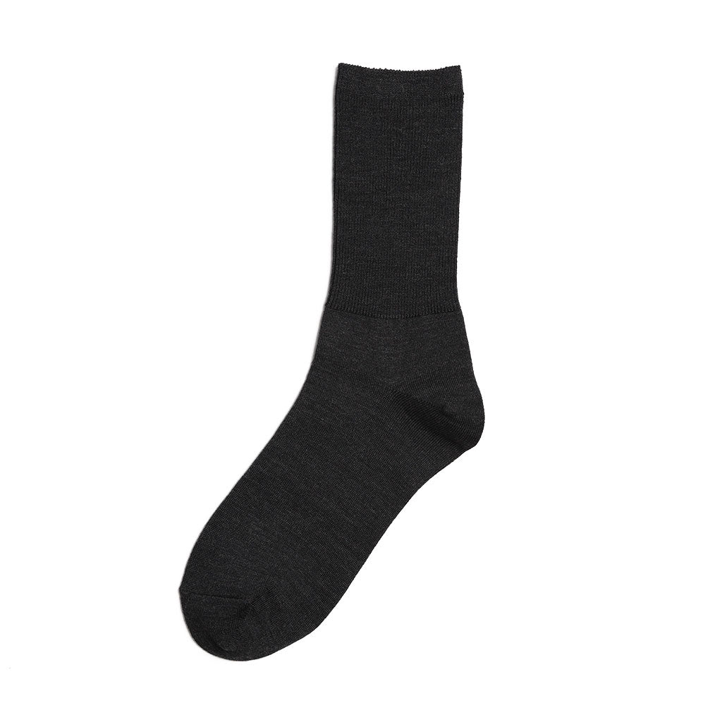 Merino wool ribbed sock in charcoal.