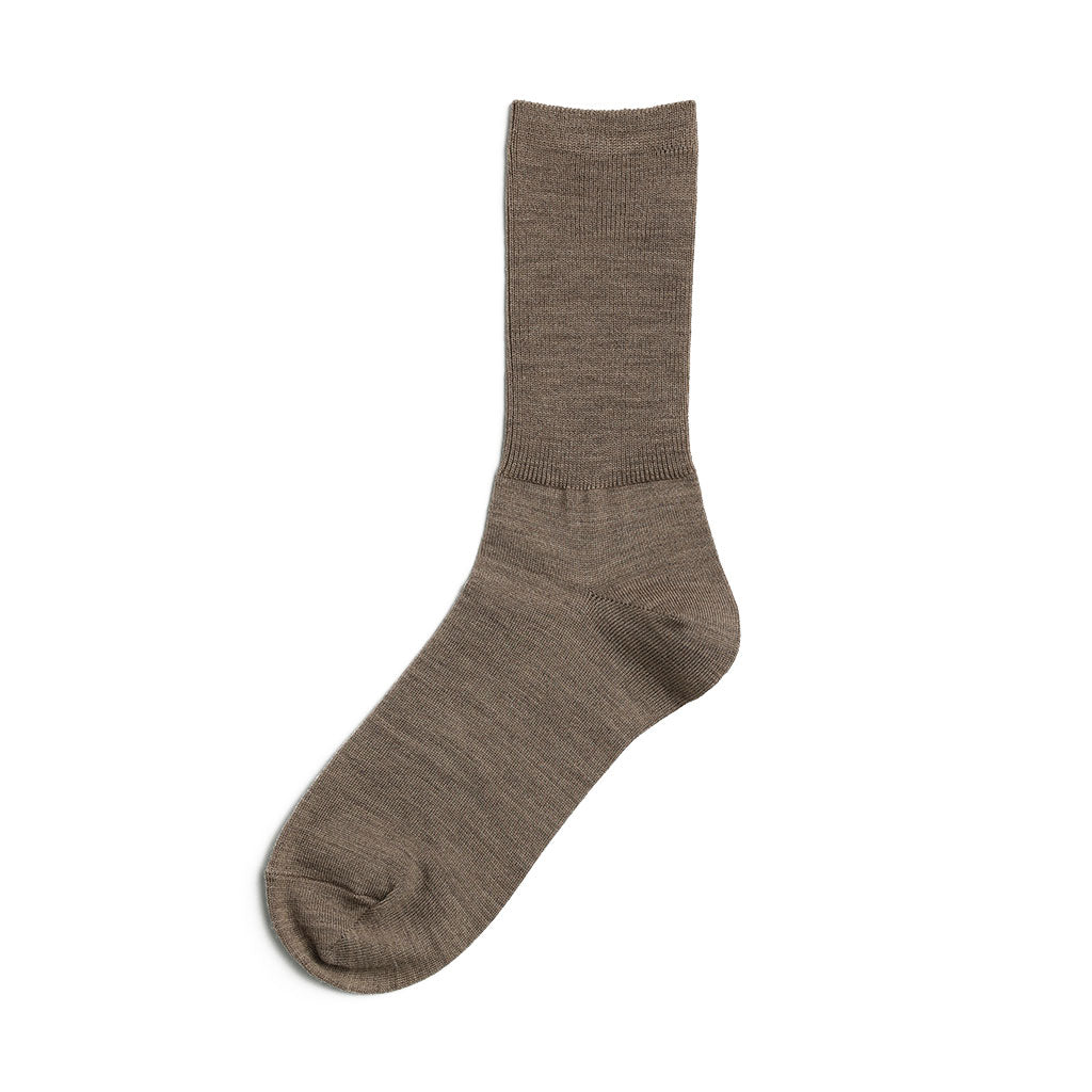 Merino wool ribbed sock in oatmeal.