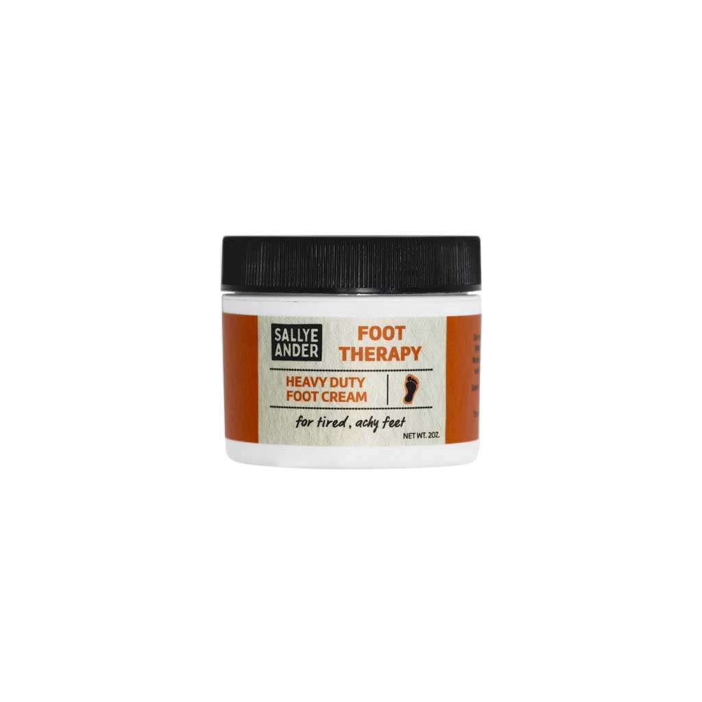 Sallyeander restorative heavy duty foot therapy cream jar on a white background