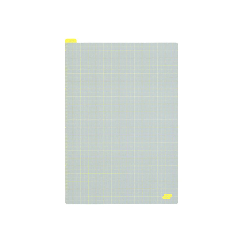 Ice gray and yellow pencil board for A5 on white background