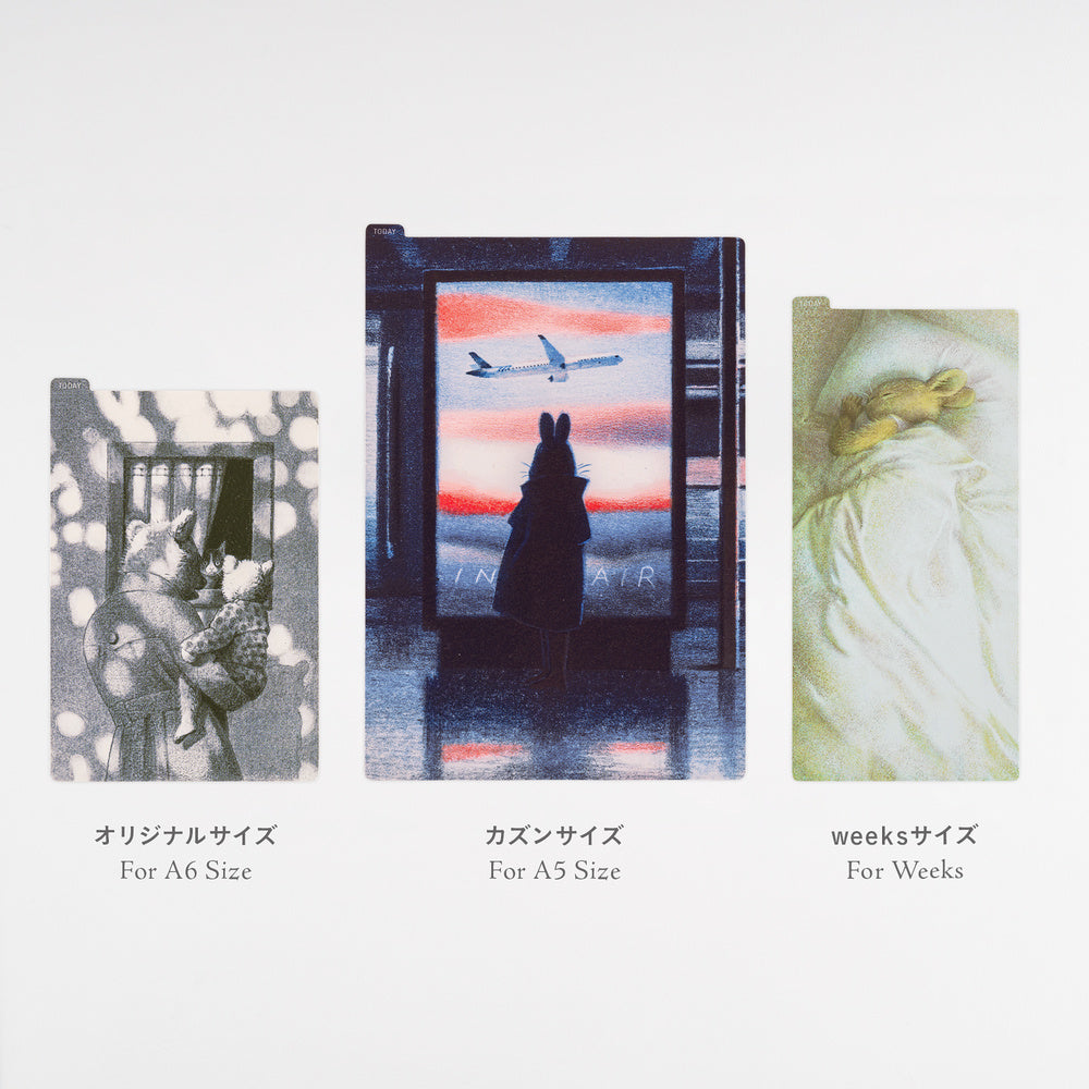 Three rectangular Akiko Miyakoshi pencil boards in A6, A5 and Weeks sizes on white background.