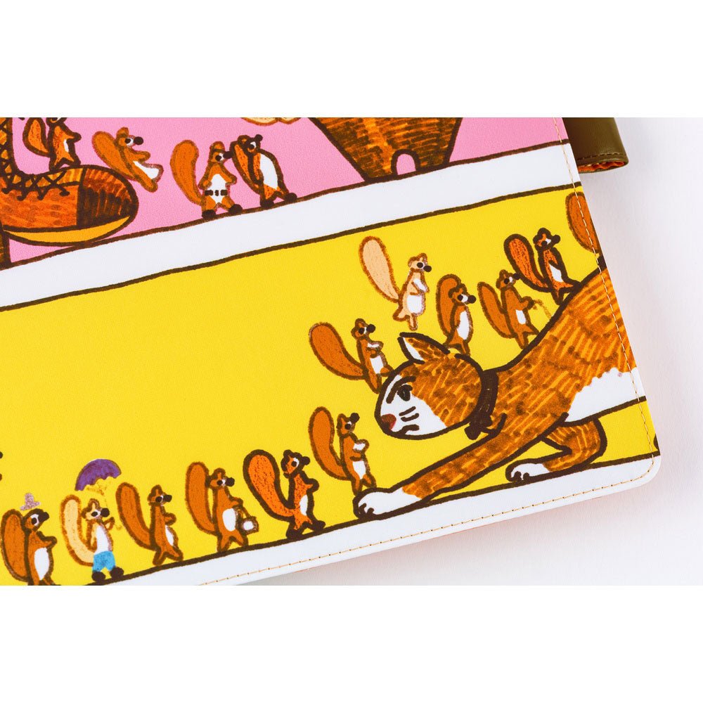 Hobonichi Techo Cousin A5 2026 - Book with Cover - 100%ORANGE: Where’s the Squirrel Going Boston General Store