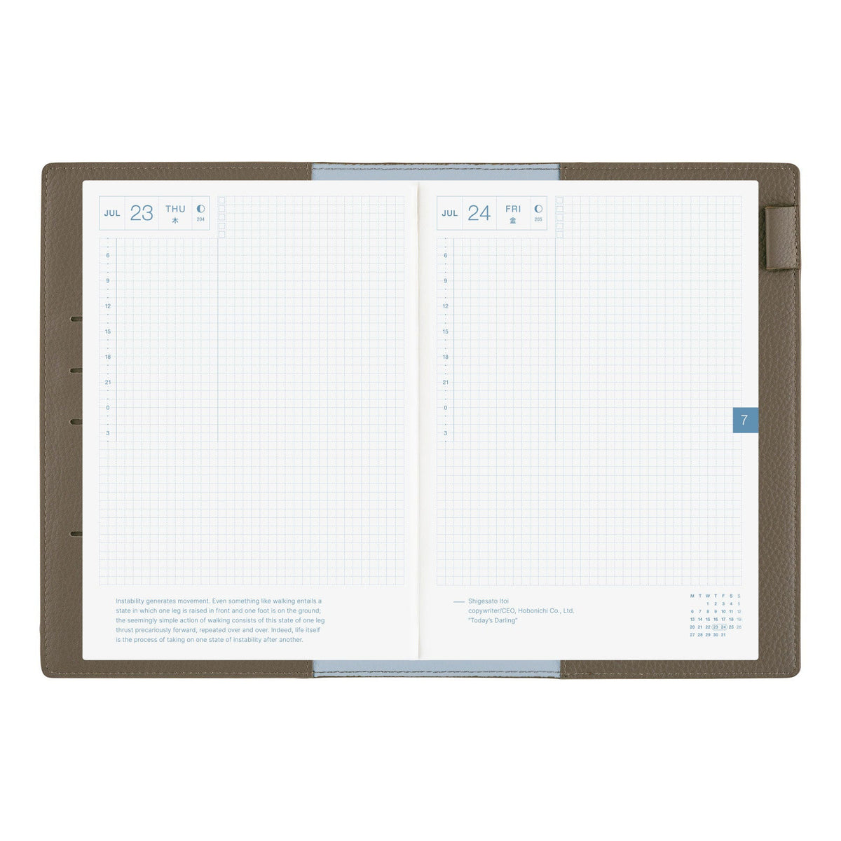 Hobonichi Techo Cousin A5 2026 - Book with Cover - Leather: Taut (Gray & Light Blue) Boston General Store