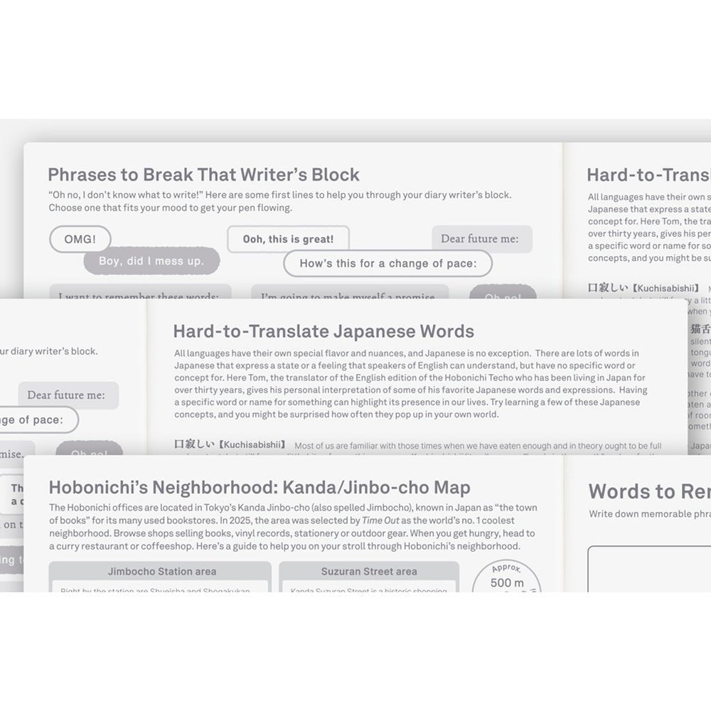 Extra pages in the A5 Hobonichi Techo 2027 Cousin planner book on white background
