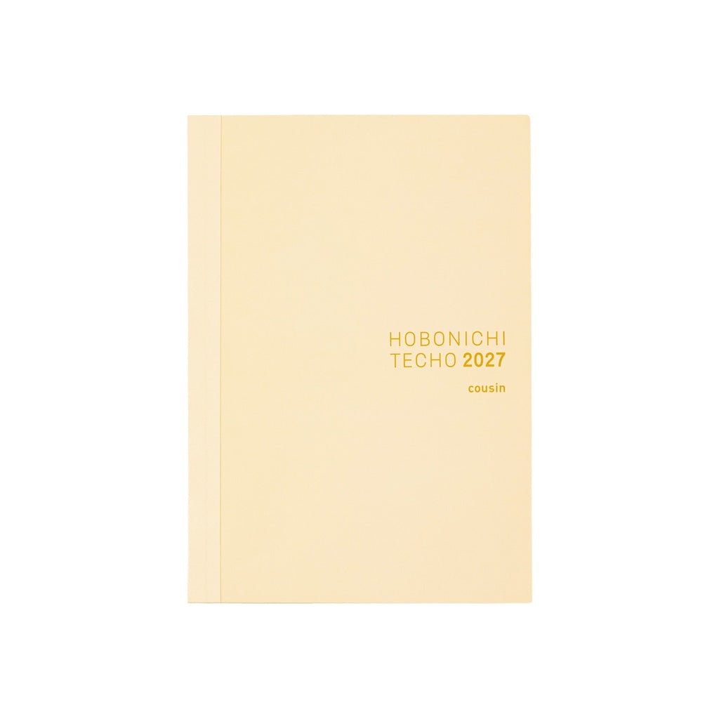 A light beige A5 Hobonichi Techo 2027 Cousin planner book on white background