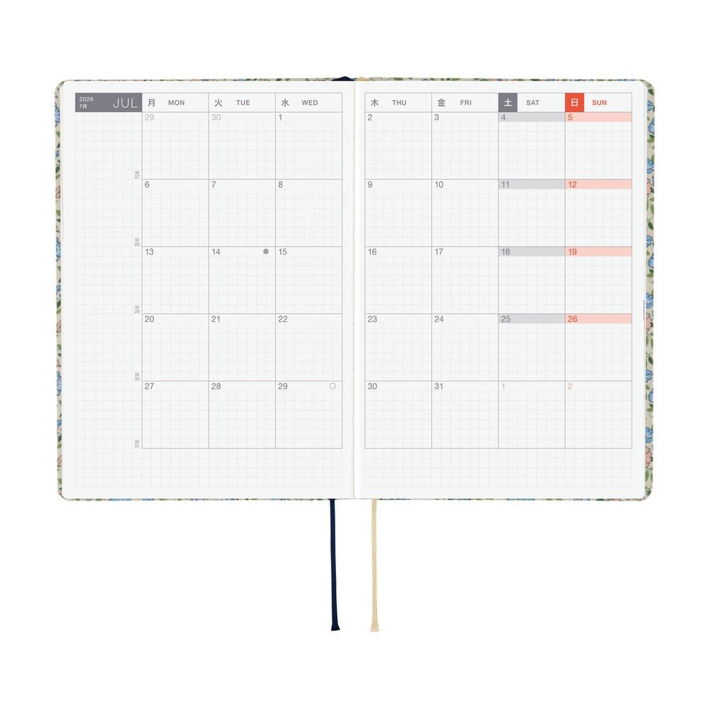 Hobonichi Techo HON A6 2026 - Liberty Fabrics: Sasha Kiora Boston General Store