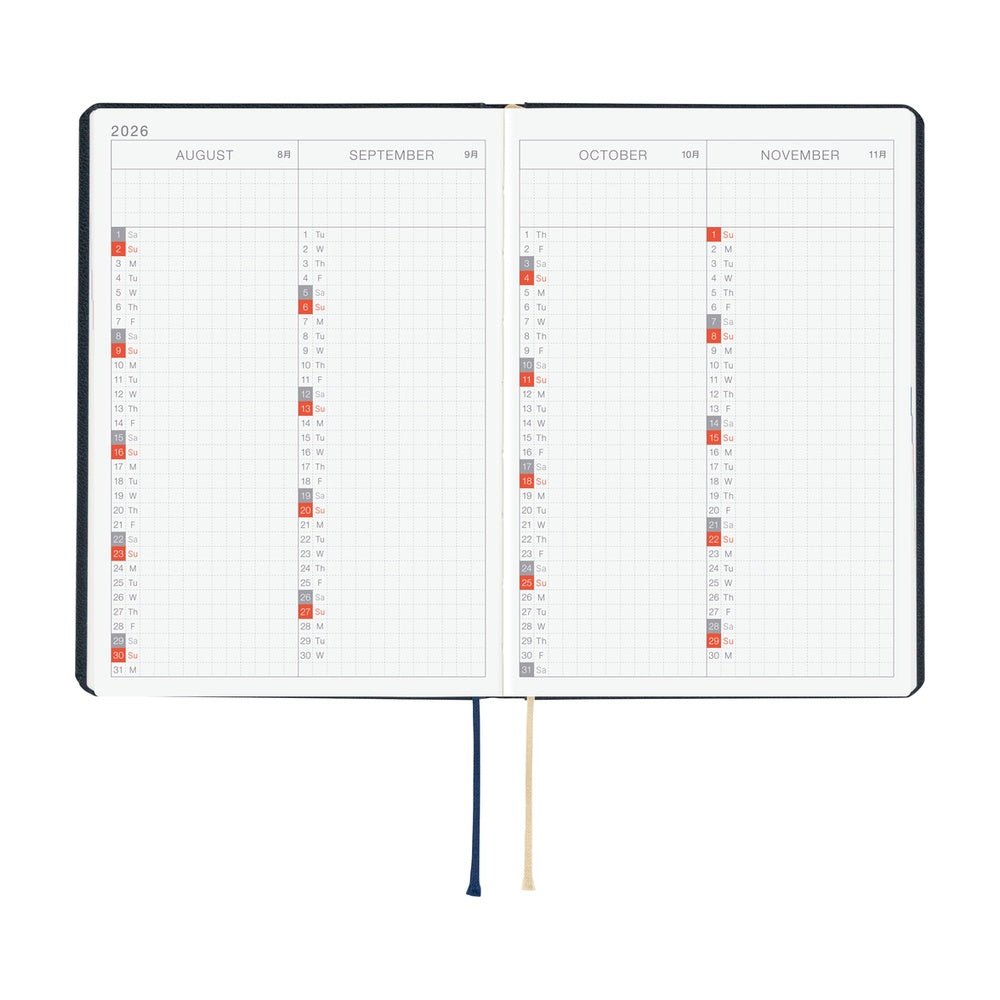 Hobonichi Techo HON A6 2026 - Slash (Navy) Boston General Store