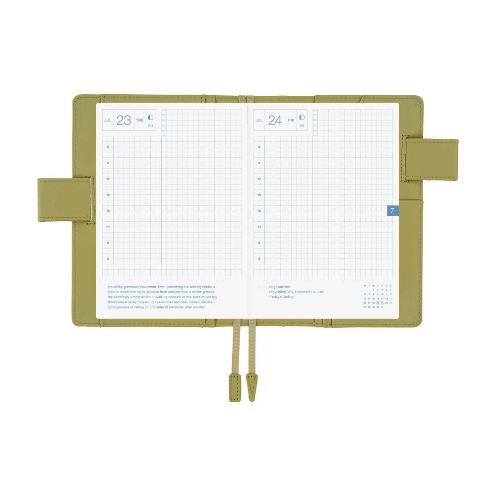 Hobonichi Techo Original A6 2026 - Book with Cover - Leather: Sage Green Boston General Store