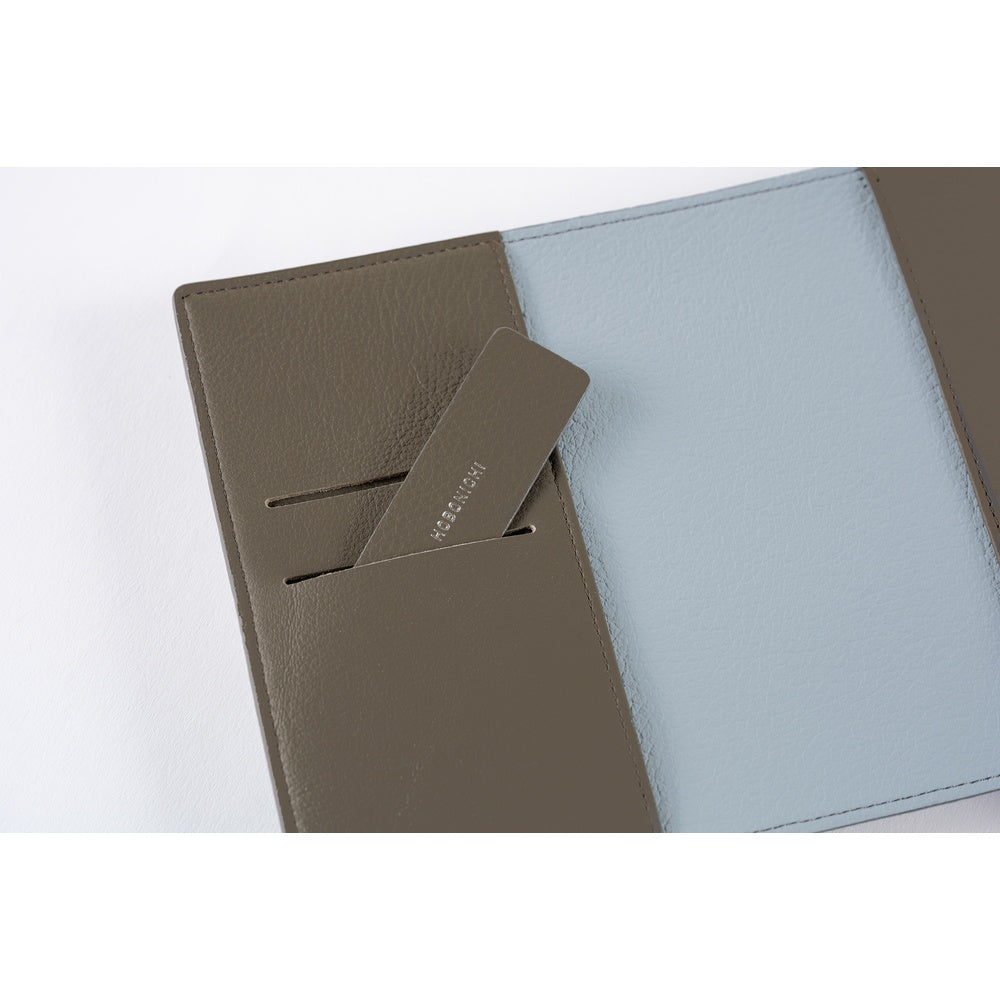 Hobonichi Techo Original A6 2026 - Book with Cover - Leather: Taut (Gray & Light Blue) Boston General Store