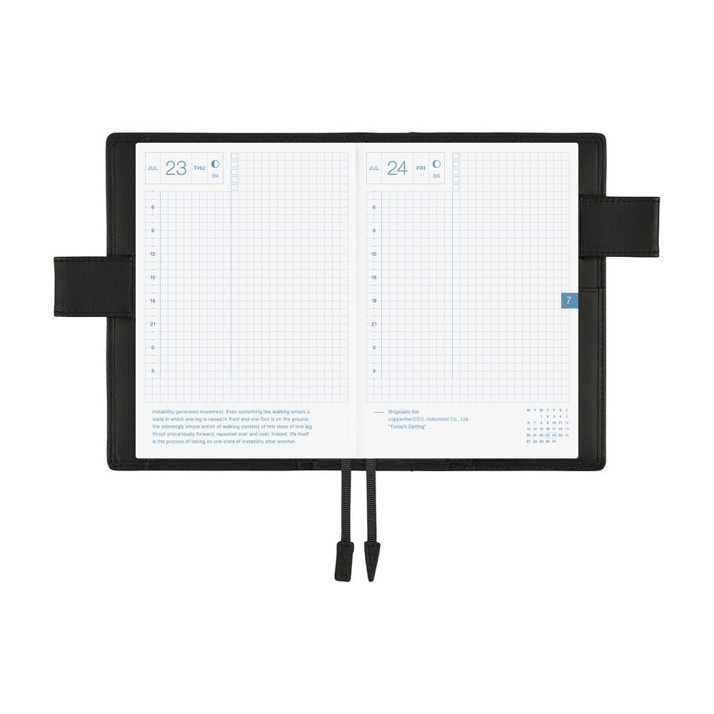 Hobonichi Techo Original A6 2026 - Book with Cover - Leather: TS Basic - Black Boston General Store