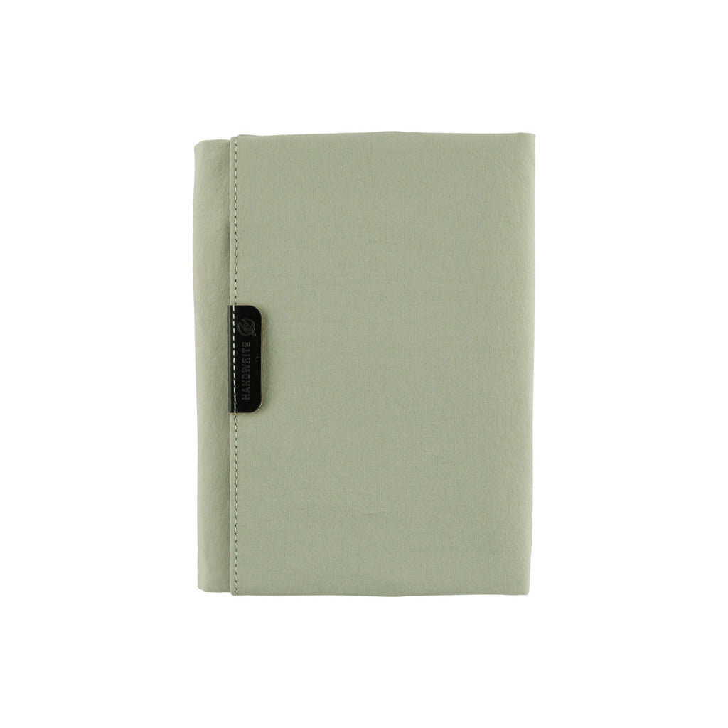 Oakmoss green zippered Tragen cover for Hobonichi Techo A6 planner on white background