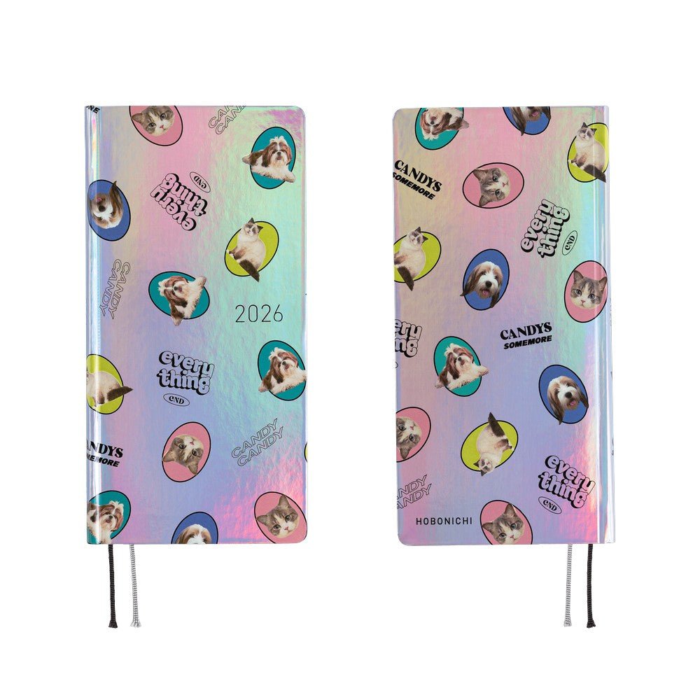 Hobonichi Techo Weeks 2026 - Candy Stripper: Random Dog & Cat (Aurora) Boston General Store