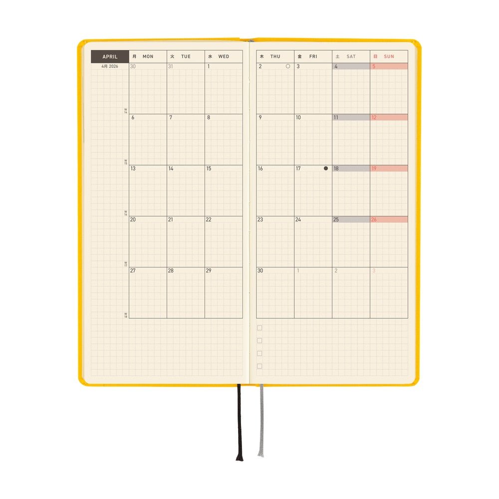 Hobonichi Techo Weeks 2026 - Colors: Full Moon Yellow Boston General Store