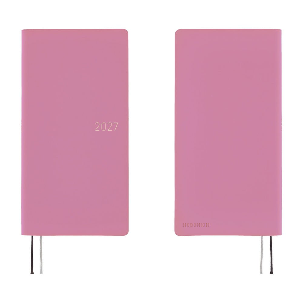 A front and back view of a solid lavender colored planner.