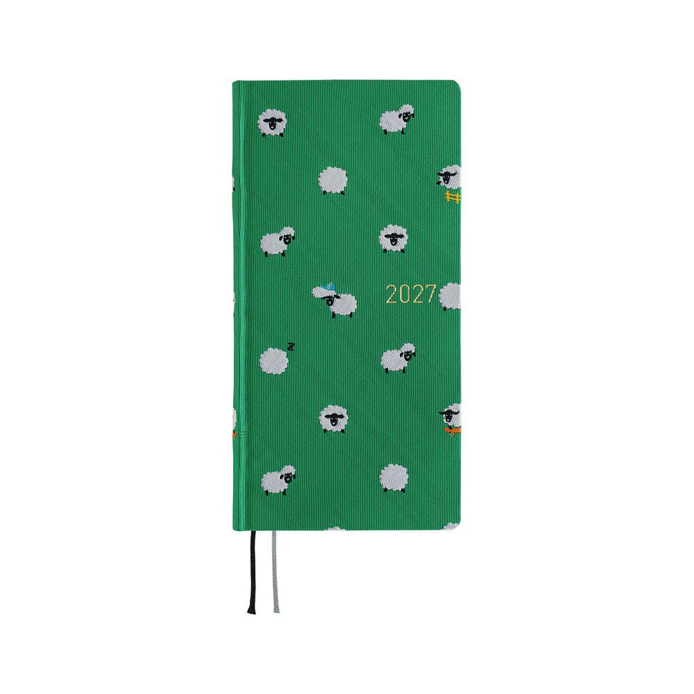 A 2027 Hobonichi Mega Weeks with a Bow & Tie cover featuring sheep.