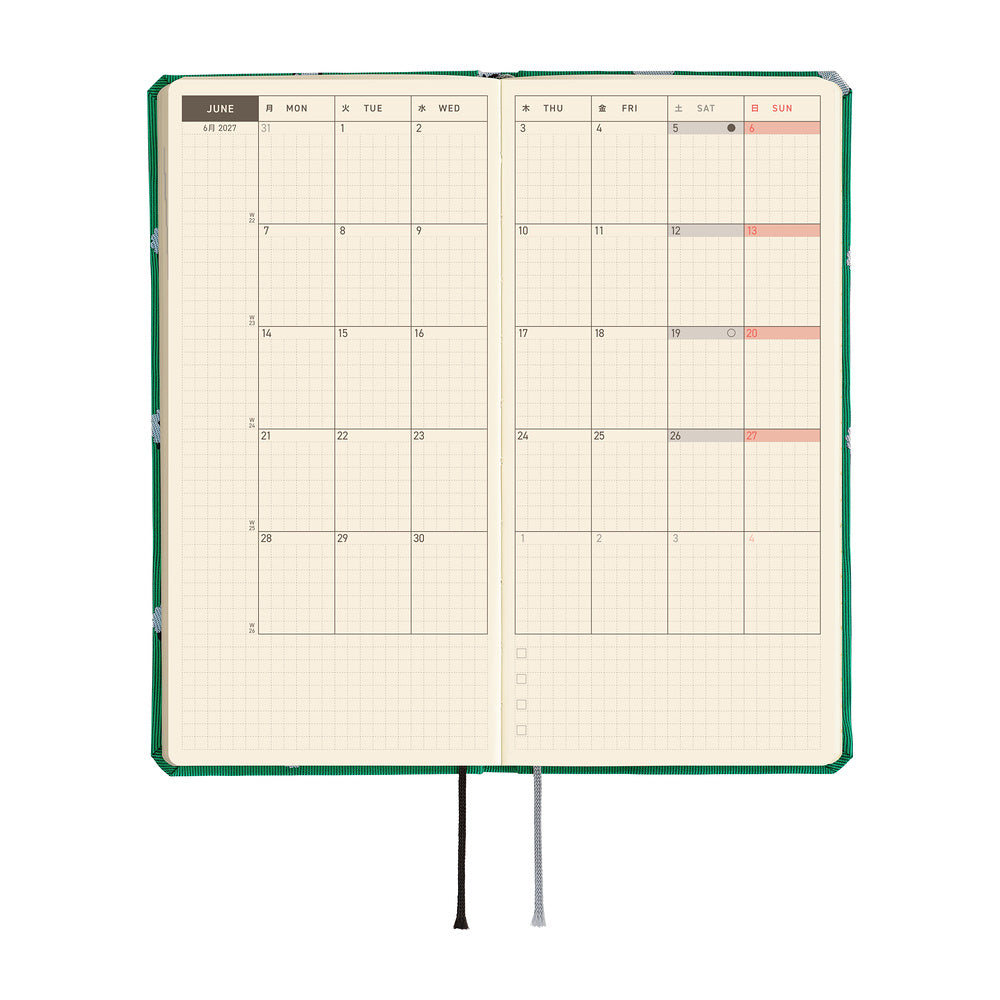 A 2027 Hobonichi Mega Weeks with a Bow & Tie cover featuring sheep.