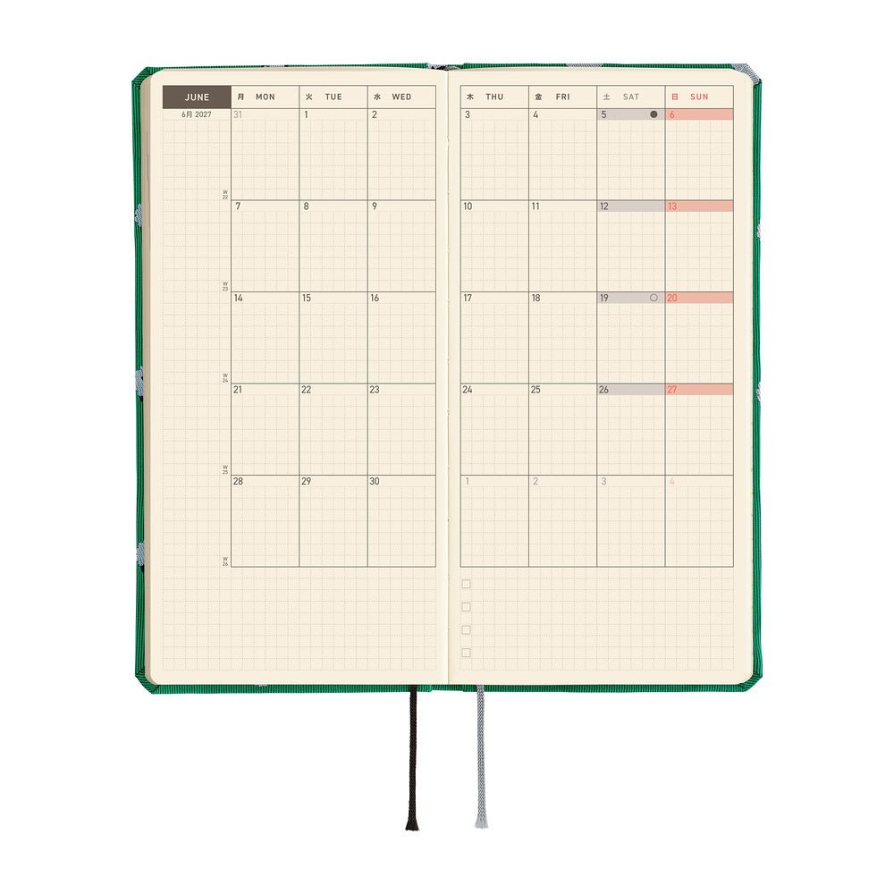 A 2027 Hobonichi Mega Weeks with a Bow & Tie cover featuring sheep.
