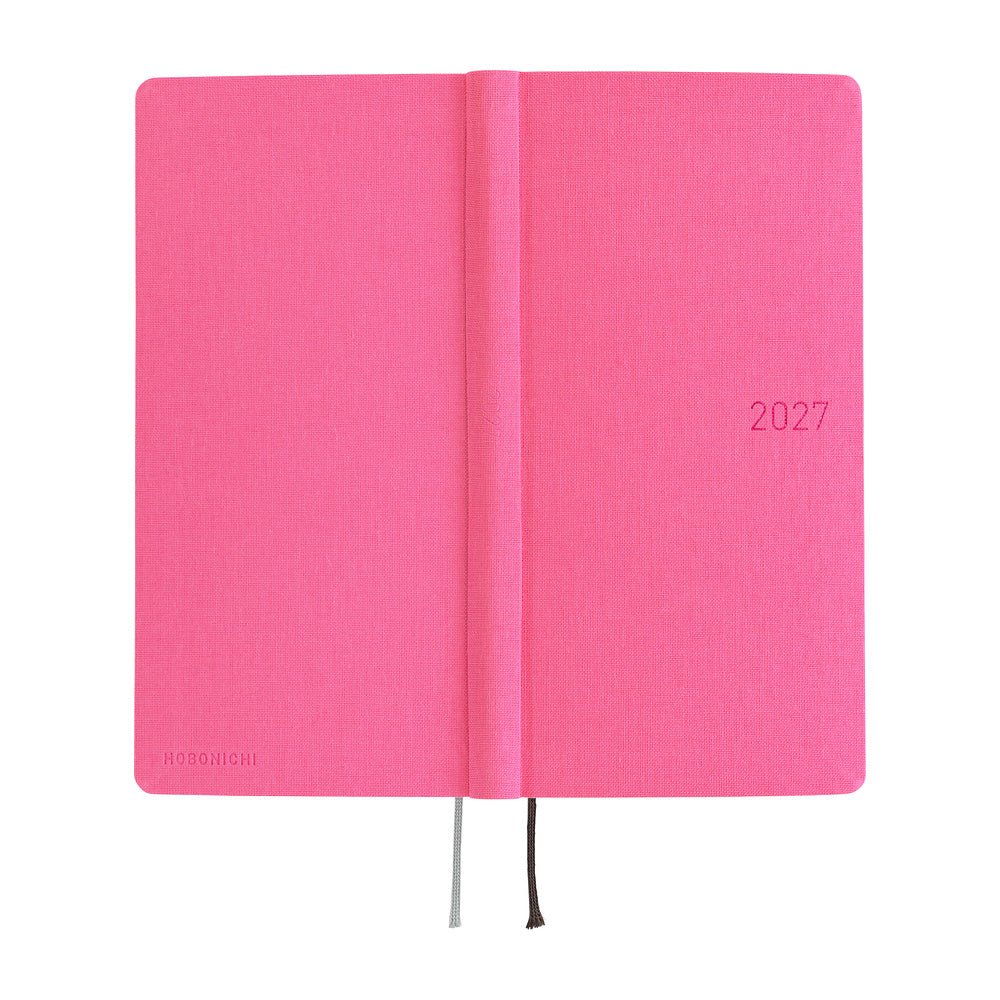 A 2027 Hobonichi Mega Weeks planner in the color Pink Sapphire.