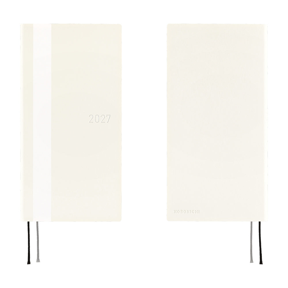 The front and back of a planner shown side by side on a white background.