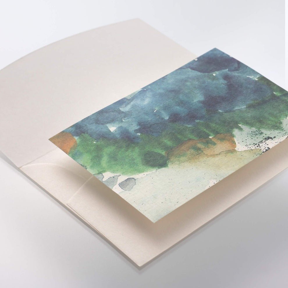 Artistic watercolor painting on letter paper with a beige border