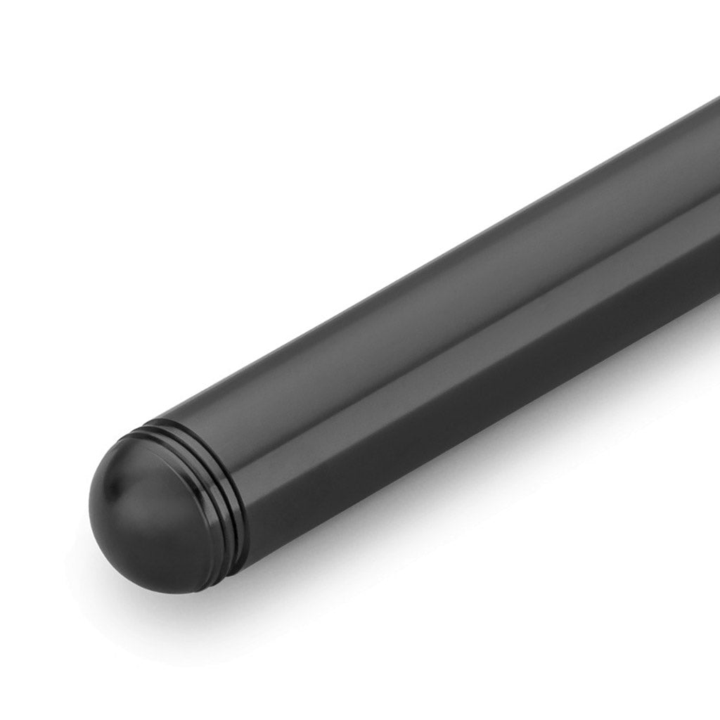 Black pen on a white background