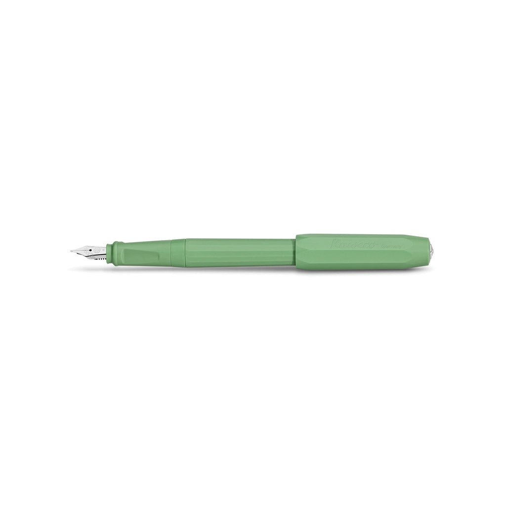 Green perkeo fountain pen on white background