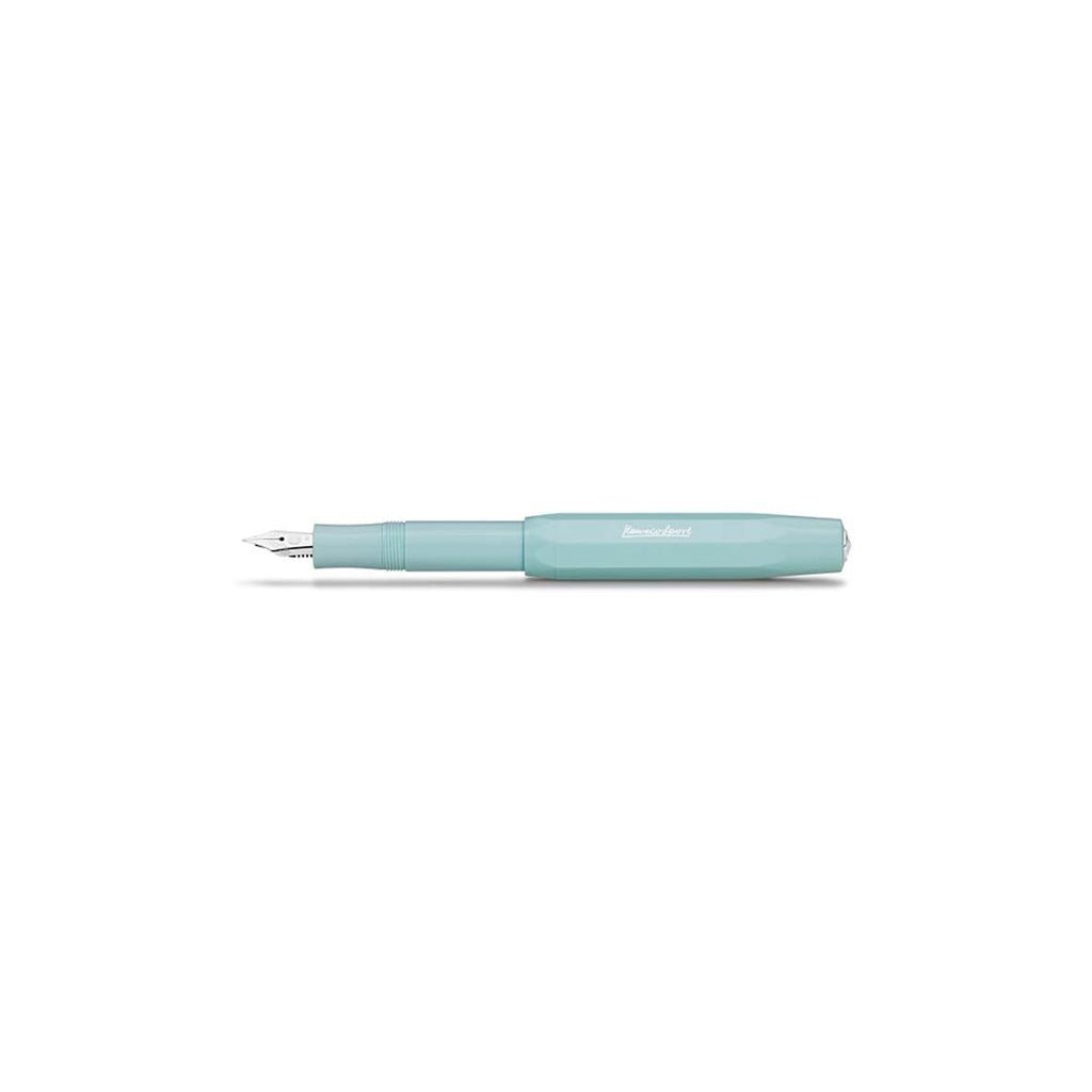Light blue green fountain pen on a white background
