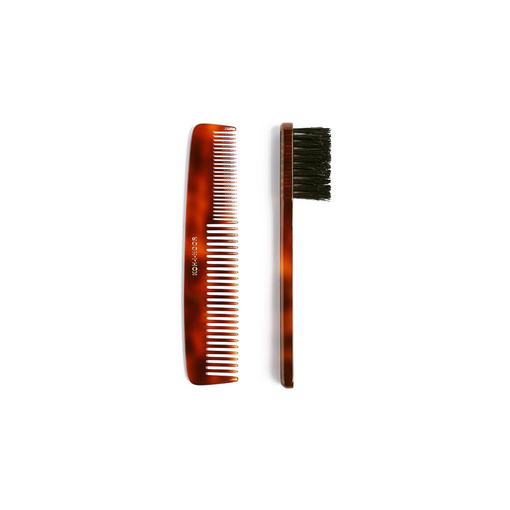 Koh - I - Noor Jaspè Mustache and Beard Brush + Comb Set Boston General Store